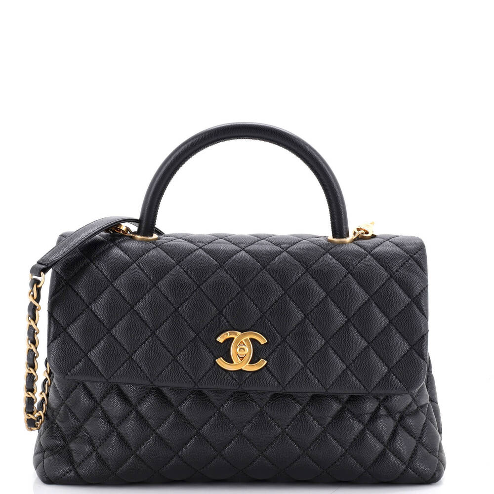 Chanel Medium Coco Top Handle Bag Quilted Caviar